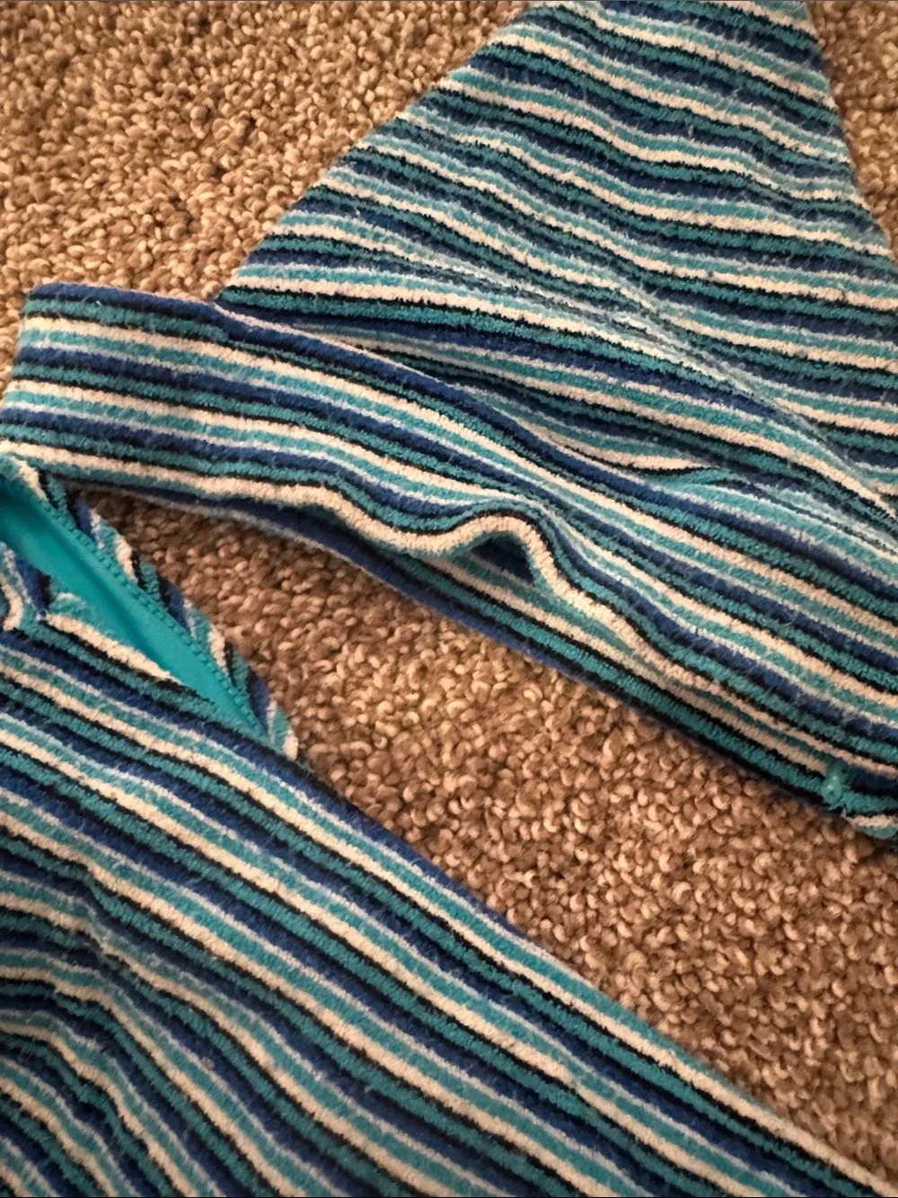 Frankie's Bikinis Teal and Blue Striped Bikini Bottom